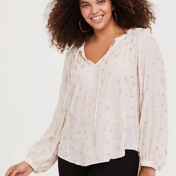 Crepe Tie Neck Blouse Size 2 Plus - Picture 1 of 11